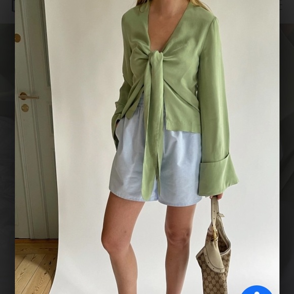 ✨SOLD✨Djerf Avenue Tie Top Long Sleeve Pistachio - Picture 4 of 5